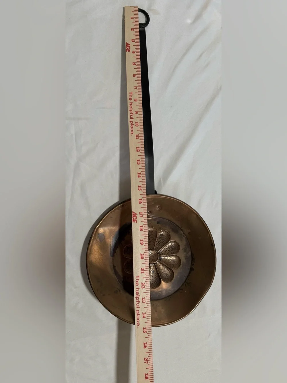 Vintage Copper Hearth Chestnut Roasting Pan 25” long Ring Loop For Hanging